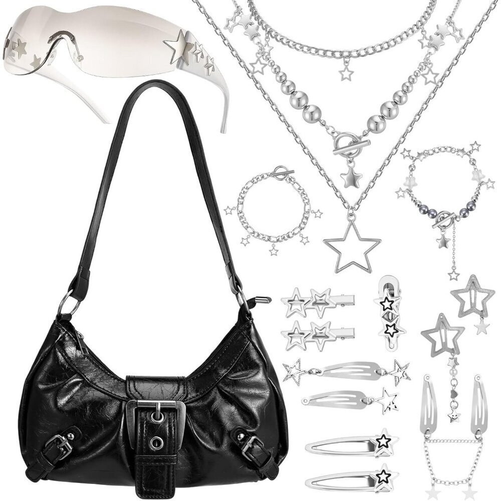 Women's Y2K Purse Faux Leather Shoulder Bag  Stylish Vintage Accessories